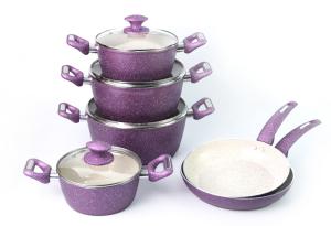 Quality Ceramic Coating Purple Paint 32cm 6L Aluminium Saucepan Sets wholesale