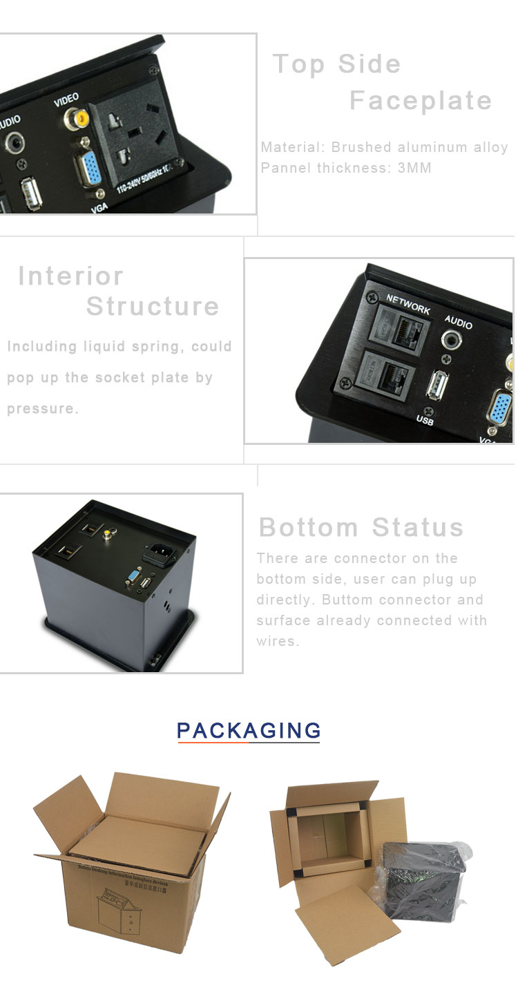 BNT CE approved female to female table multi-functional box hydraulic pop up socket built in office table
