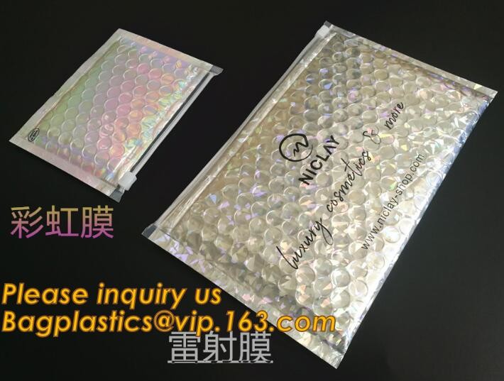 Cosmetic Pink Slider Padded Bag/Silver k Bag With Bubble,Padded Envelopes Cheap Aluminium Foil k Holographic