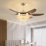Living Room Crystal LED Ceiling Fan 52 Inch Remote Control