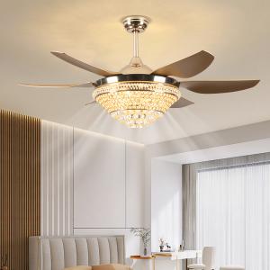 Quality Living Room Crystal LED Ceiling Fan 52 Inch Remote Control wholesale