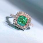 Green Square Shape Gemstone Zircon Wedding Rings For Women