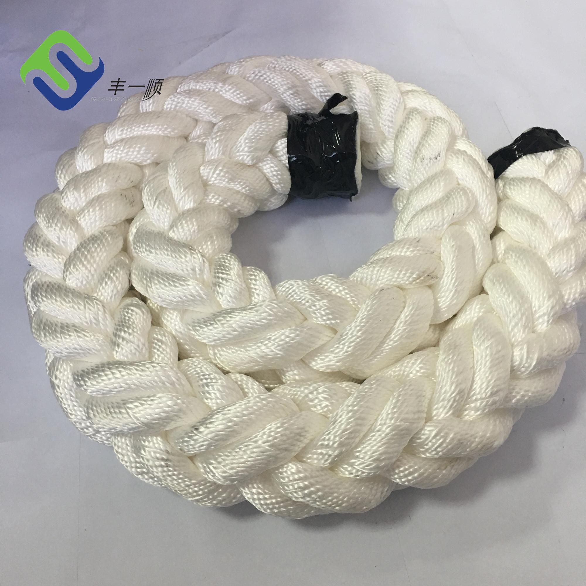 White Polyester Marine 8 Strand Mooring Rope Abrasion Resistant