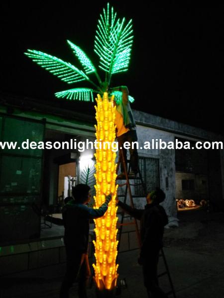outdoor lighted palm trees