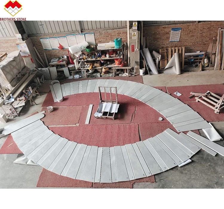 15 18mm Grey Marble Spiral Staircase Treads for Modern Homes and Easy Installation