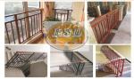 Natural Wood Grain Effect Zinc Steel Safety Railing UV Resistance Corrosion
