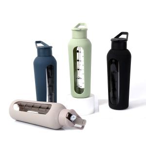 Quality Outdoor Sport Glass Water Bottles With Silicone Cover And Straw wholesale
