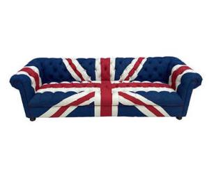 Quality Chesterfield Denim Fabric Couch Union Jack Button Tufted Sofa wholesale