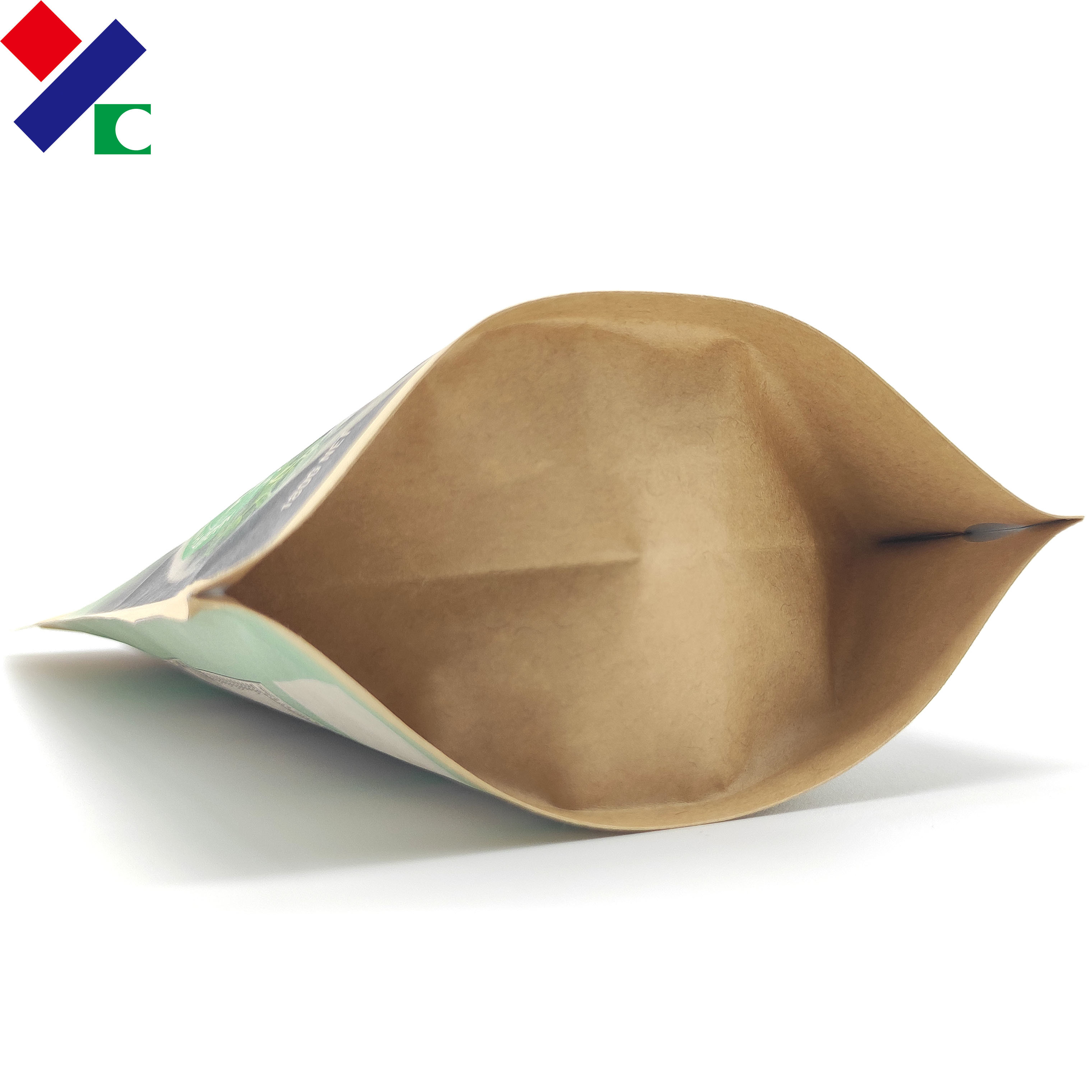 Customized Printed Brown Kraft Paper Bags Plain Stand Up Pouches 50 Microns Biodegradable