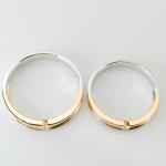 18K Unique Double Color 0.105ct Gold Engagement Couple Rings