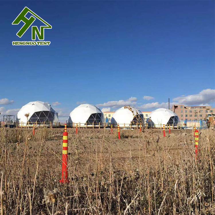 Luxury Galvanized Steel Geodesic Dome Structure Family Camping Tent Fire Resistance