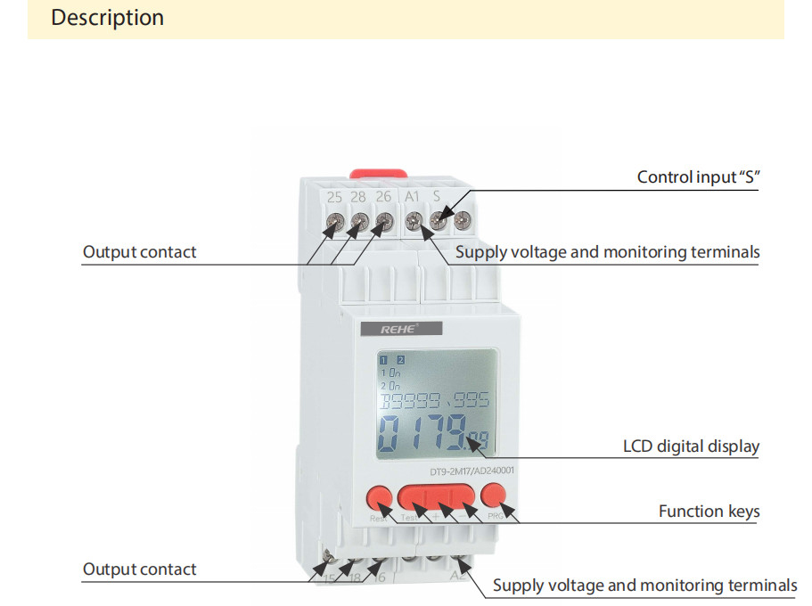 DT9-2M10 10 Functions Programmable Digital Multifunction Relay with 4 digit LCD Display AC/DC12V-240V or 230V