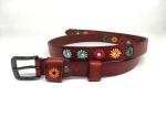 Embroidered Flowers Cowhide 95cm Female Leather Belts