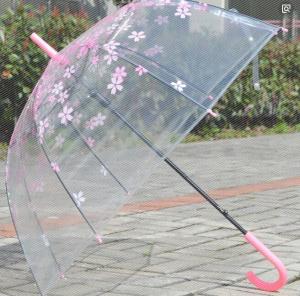 Quality Pink Dome See Through Umbrella , Floral Collapsible Bubble Umbrella Automatic Open wholesale