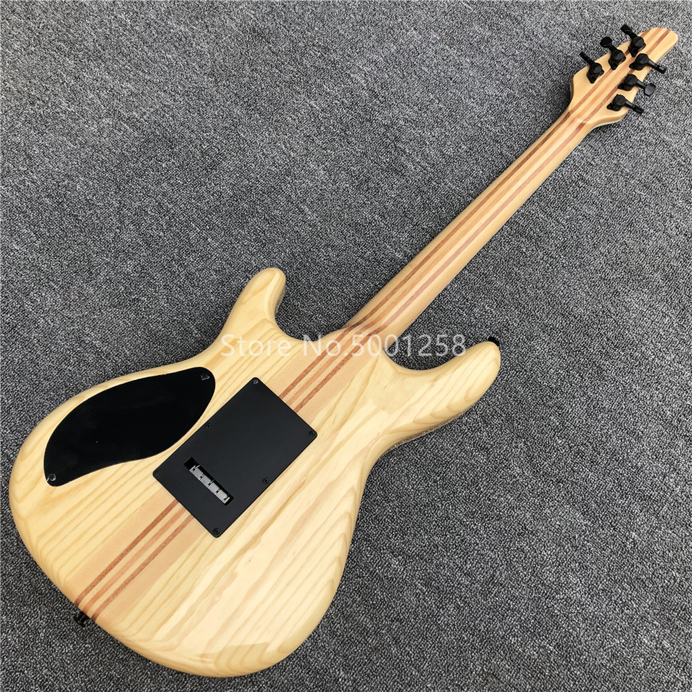 Light blue Quilted Flame Maple Mayones Electric Guitar,2019 New S logo Neck through body 6 Strings Guitar