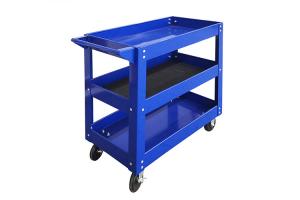 Quality 730x380x780Mm Workshop Blue Metal Rolling Mechanics Tool Cart by Three Tier Trolley wholesale