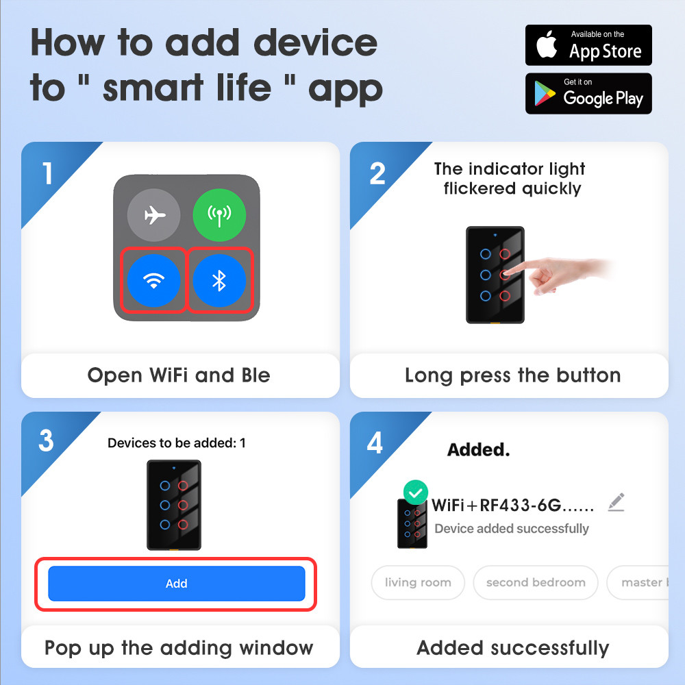 Tuya WiFi Switch Timing 6 Gang Voice App Alexa Google Home No Neutral Wire WiFi RF433 US Light Switch Smart Home