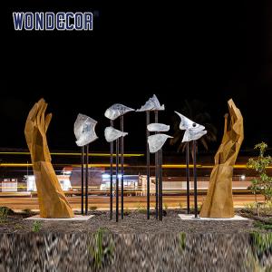 Quality Modern large-scale outdoor abstract geometric hand measurement weather resistant steel sculpture wholesale