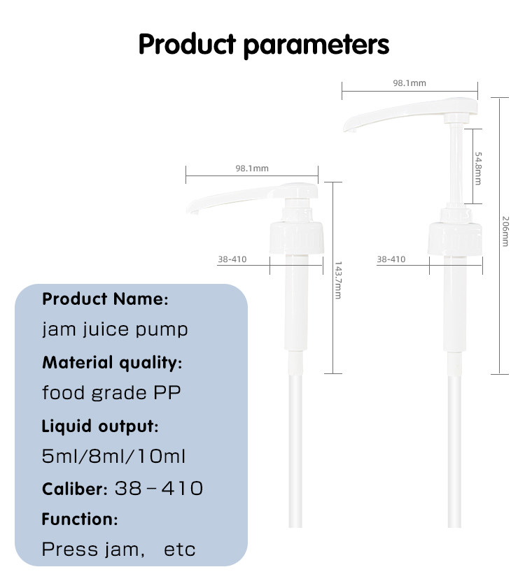 UKS10 38-410 Food Grade PP Narrow Head Syrup Bottle Pump Dispenser Color Custom