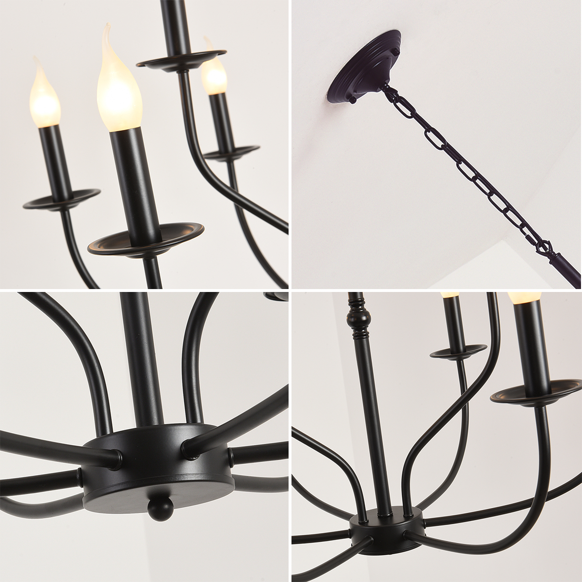 Black Classic Chandelier E14 Retro Vintage Chandelier(WH-CI-131)