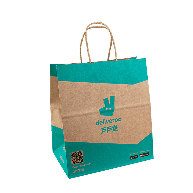 Customized Twisted Handle Kraft Paper Bags Eco Friendly With 10kg Carry Weight