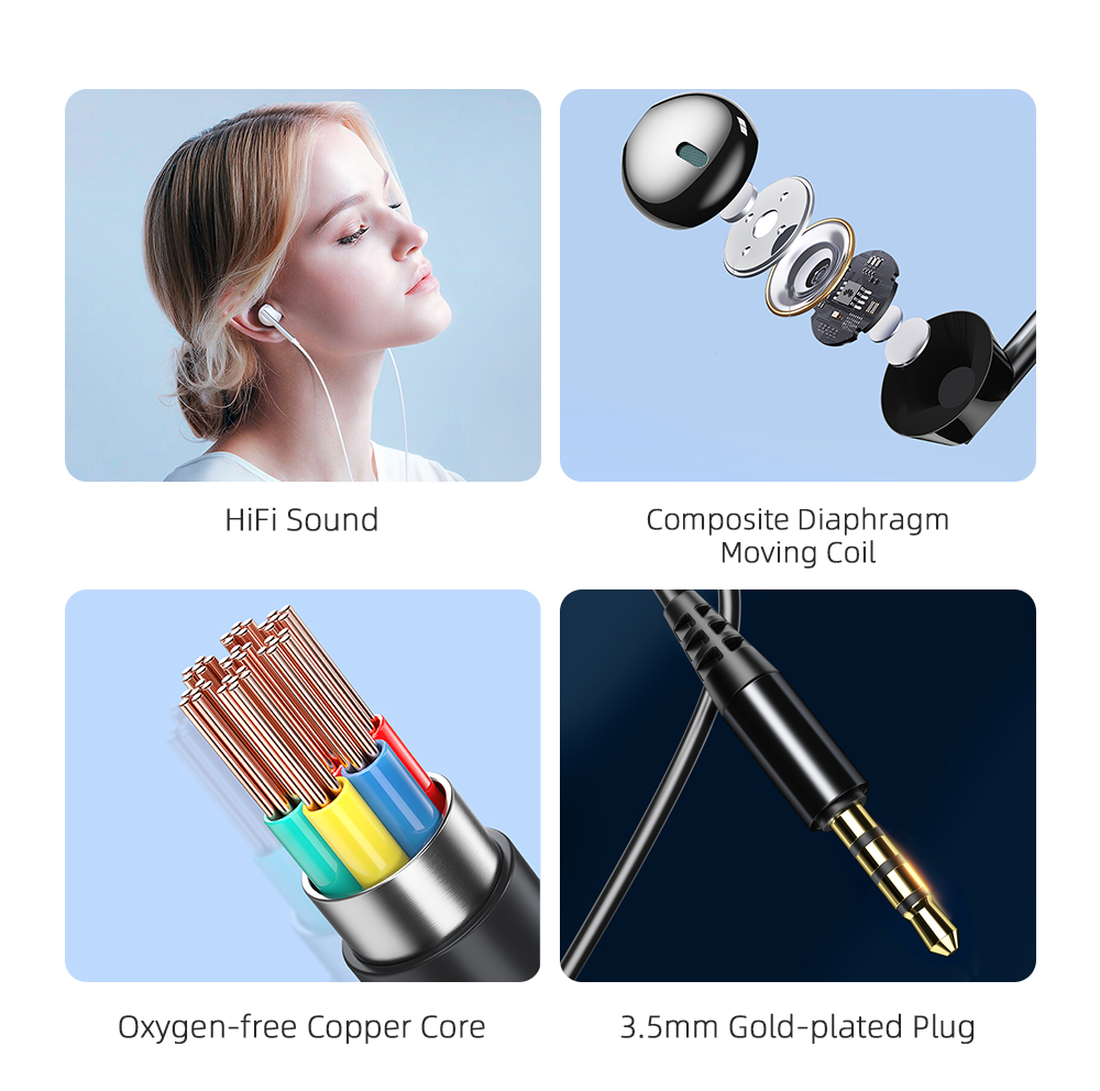 M15 Compound Diaphragm Wired Earphones 3.5mm PVC Mini Earphone Headset