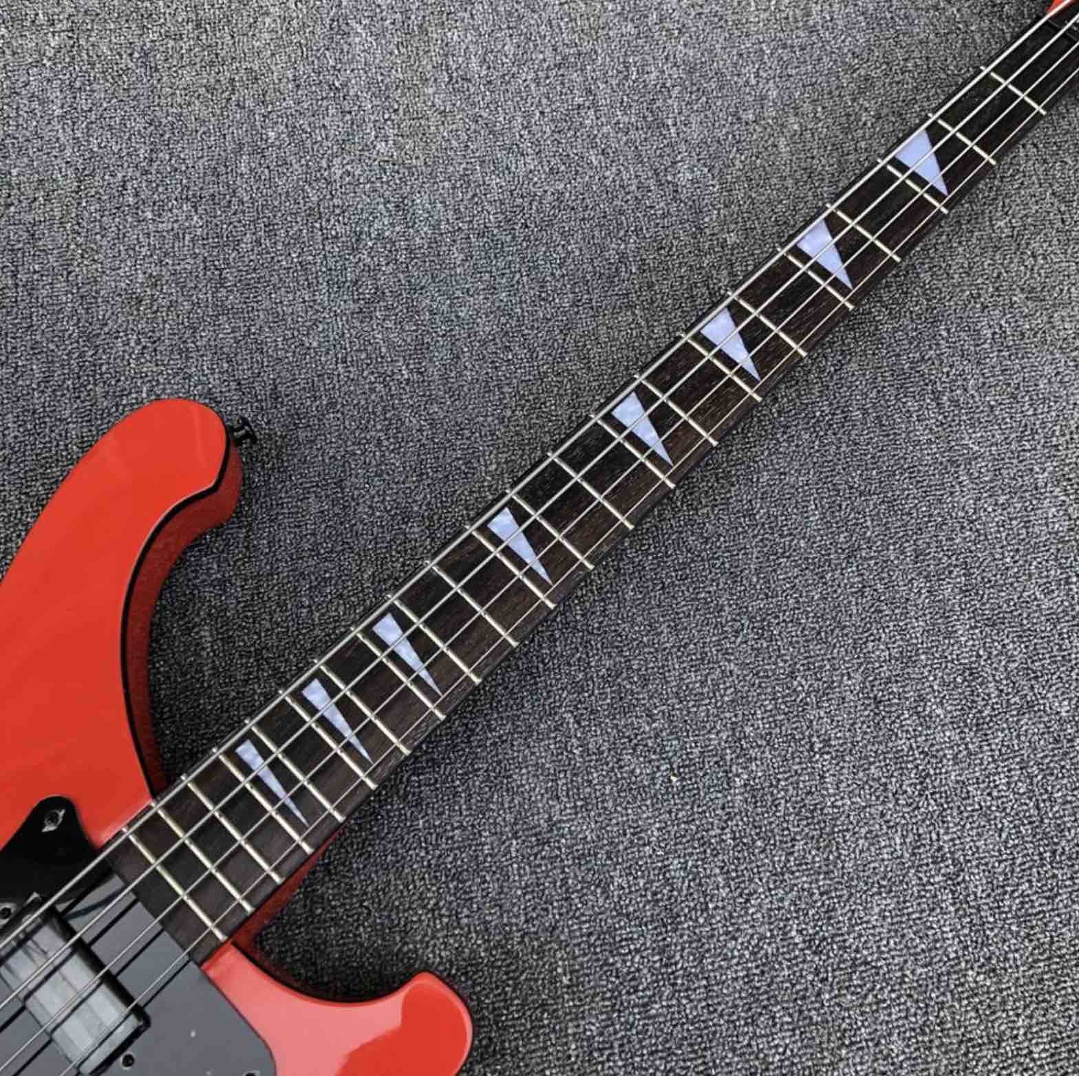 Red 4 strings Ricken 4003 Bass guitar,Rosewood fingerboard Black pick guard and hardware Rick Electric bass