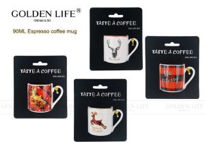 Quality D5.2xH5.4cm Size Espresso Coffee Mugs 90mL Capacity Merry Christmas / Deer Design wholesale