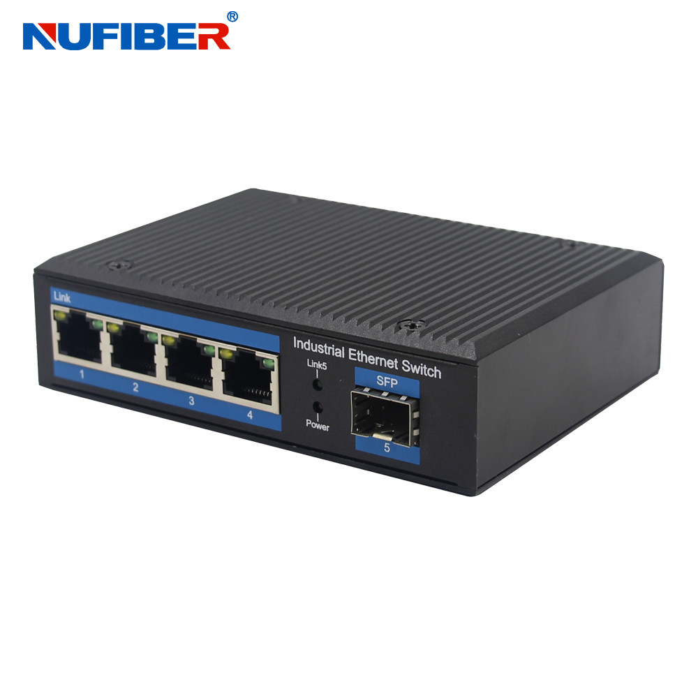 10/100/1000Mbps 4 Port Unmanaged Ethernet Switch with SFP Slot Redundant Power Inputs Aluminum Alloy