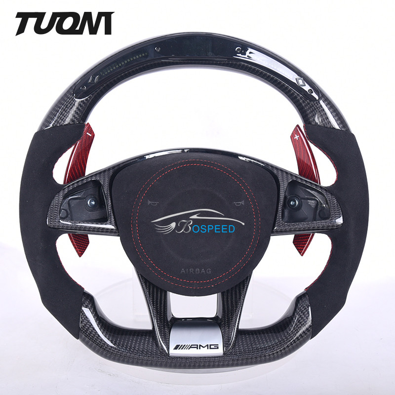 Alcantara LED Carbon Fiber Steering Wheel For Mercedes W205 W204 A45 CLE GLC
