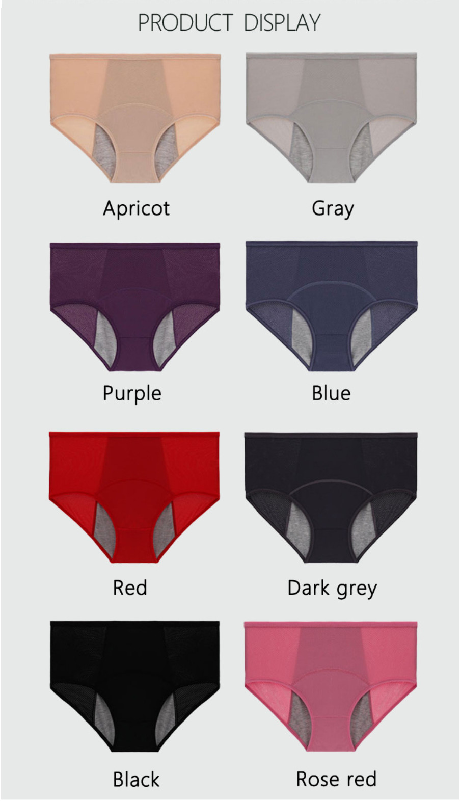 Plus Size Period Panties Underwear Heavy Flow L-8XL 3 Layer Reusable Elastic Leak Proof