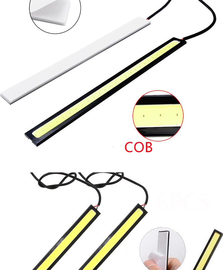 Daytime Drl Led Headlight Emergency Warning Car Running Cob Strip Light