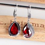 Thai Sterling Silver Red Chalcedony Drop Retro Earrings (E170619RED)
