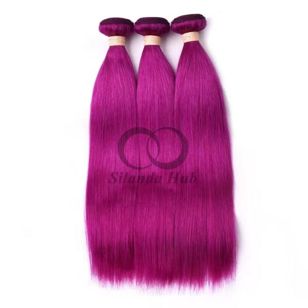 Purple Straight Remy Human Hair Bundles Sew In Weave Bundles Brazilian Bundle