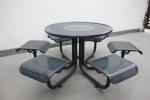 Perforated Metal Outdoor Picnic Tables Round With Six Chairs