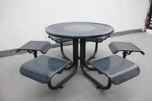 Quality Perforated Metal Outdoor Picnic Tables Round With Six Chairs wholesale
