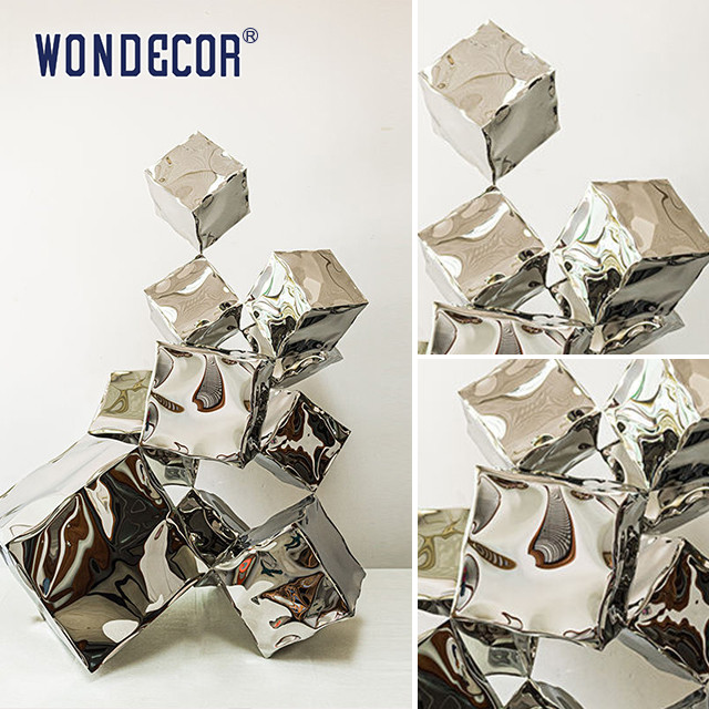 Indoor Modern Art Metal Abstract Mirror Polished Geometric Stainless Steel Sculpture