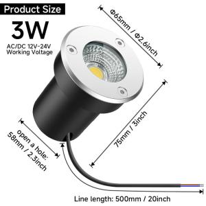 Quality IP67 Outdoor Light Warm White COB Underground Light Round Shape Inground Light 304 Stainless Steel LED Black 80 IP67 Wat wholesale