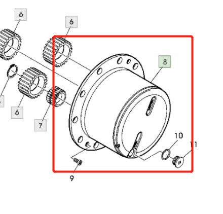 L171156 Planet Pinion Carrier fits for JD tractor models: 6100D, 6120, 6120L, 6130, 6215, 6225, 6230, 6320