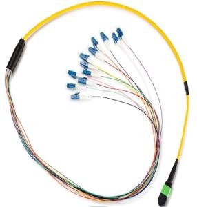 Quality MTP To LC MPO Patch Cable , Dia 0.9mm PVC MPO Fiber Optic Cable 12 Core wholesale