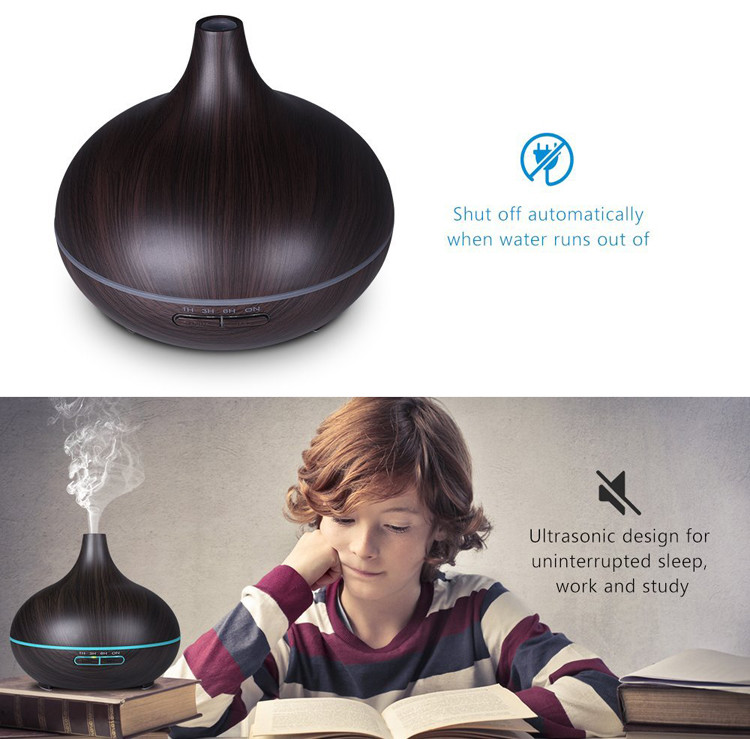 550ml with 4 Timer, Wood Grain Aromatherapy Diffuser with Auto Shut-Off Function