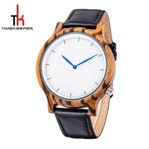 Quality OEM Black Sandal Wood Watch Leather Band Mineral Glass SS Crown wholesale