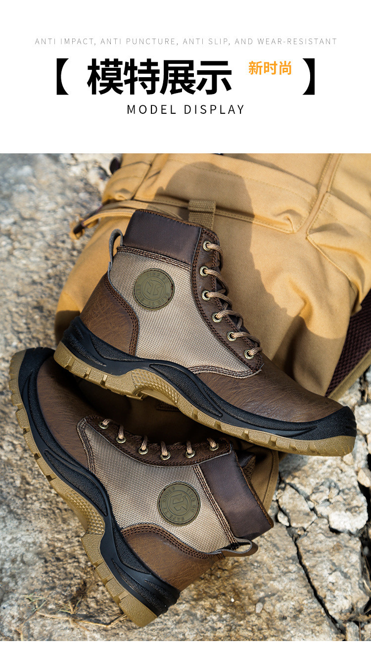 PU Injection Men's Work Boots With Kevlar Midsole And Microfiber Leather Design
