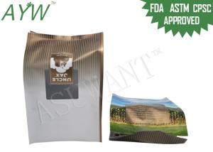 Quality Gravure Printing Brown Paper Coffee Bags / Green Tea Bags Block Bottom With Valve wholesale