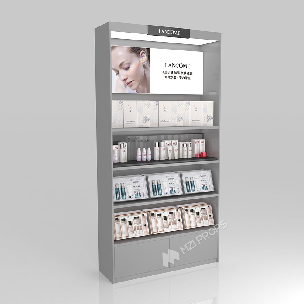 GDR10-TY01 Retail Store Display with Blue LED Light Strips and 5mm Ultra-clear Glass Tabletop for Branded Specialty Stores