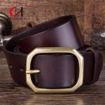 Brass Buckle Genuine Leather Belt Black And Red Brown Color Luxury