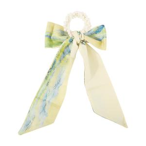 Quality Sweet fresh streamer Hair Tie Pearl bow hair accessories wholesale