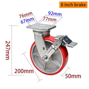 Quality 8 Inch Heavy Duty Caster Wheels 200mm 800kg Load Aluminum Core wholesale