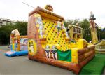 Inflatable Amusement Park With Golden Rock Climbing Wall , Printed Partern