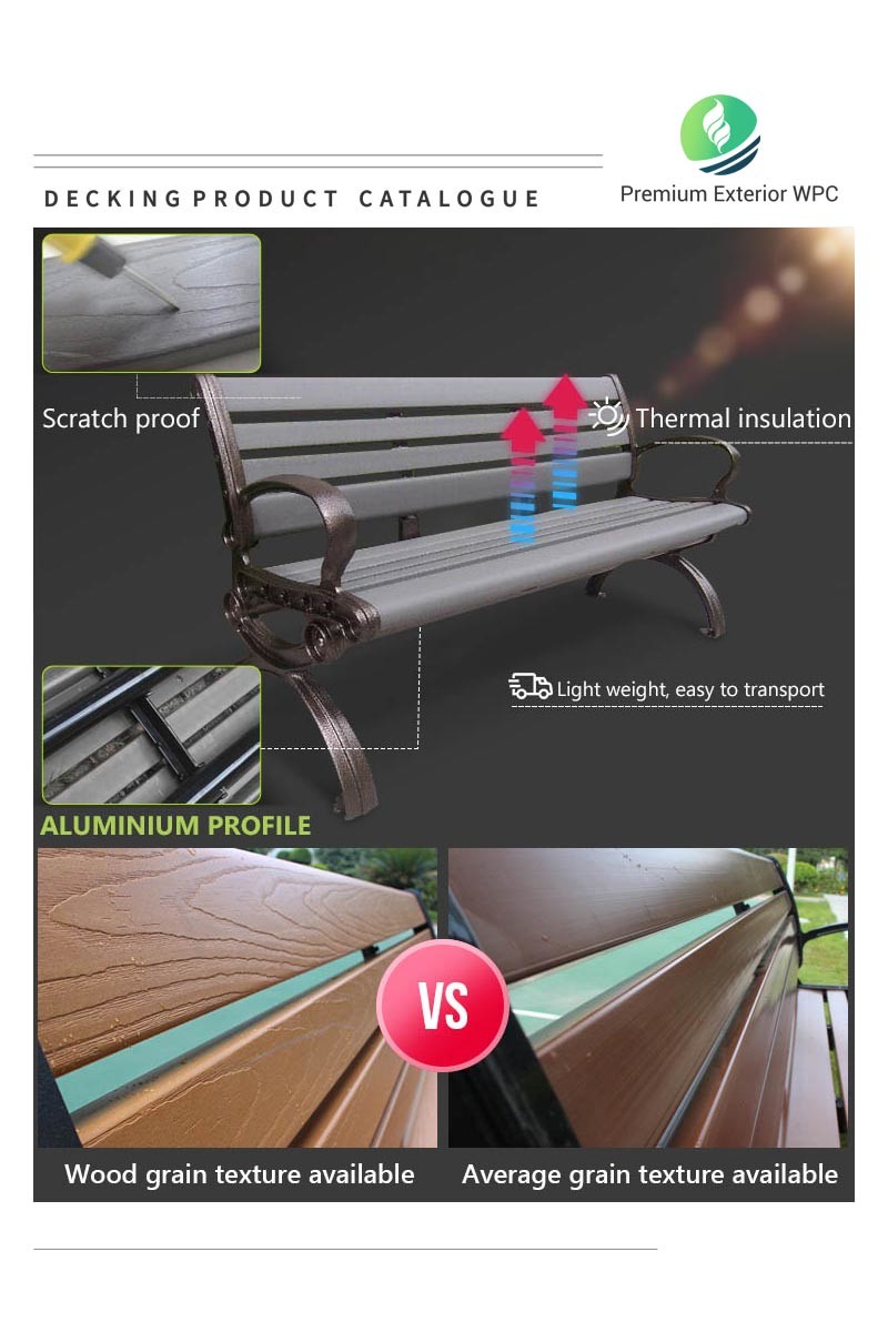 Outdoor WPC Bench Wood-Plastic Composite WPC Garden Bench Easy Installation
